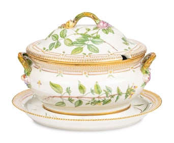 A Royal Copenhagen Flora Danica Porcelain Tureen and Stand