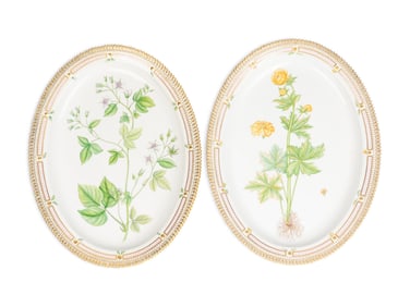 A Pair of Royal Copenhagen Flora Danica Porcelain Oval Platters