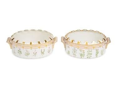 A Pair of Royal Copenhagen Flora Danica Porcelain Monteiths