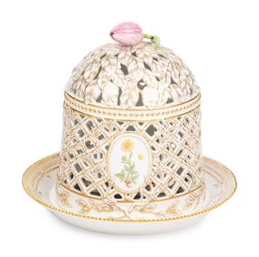A Royal Copenhagen Flora Danica Porcelain Ice Dome and Stand