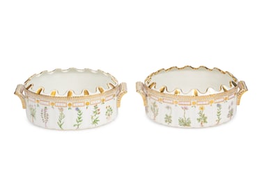 A Pair of Royal Copenhagen Flora Danica Porcelain Monteiths