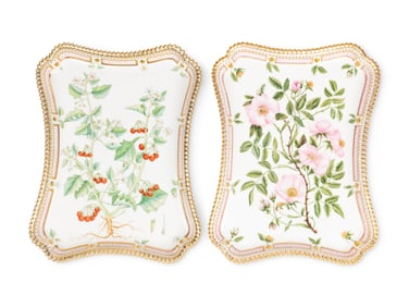 A Pair of Royal Copenhagen Flora Danica Porcelain Trays