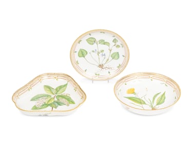 Three Royal Copenhagen Flora Danica Porcelain Serving Dishes