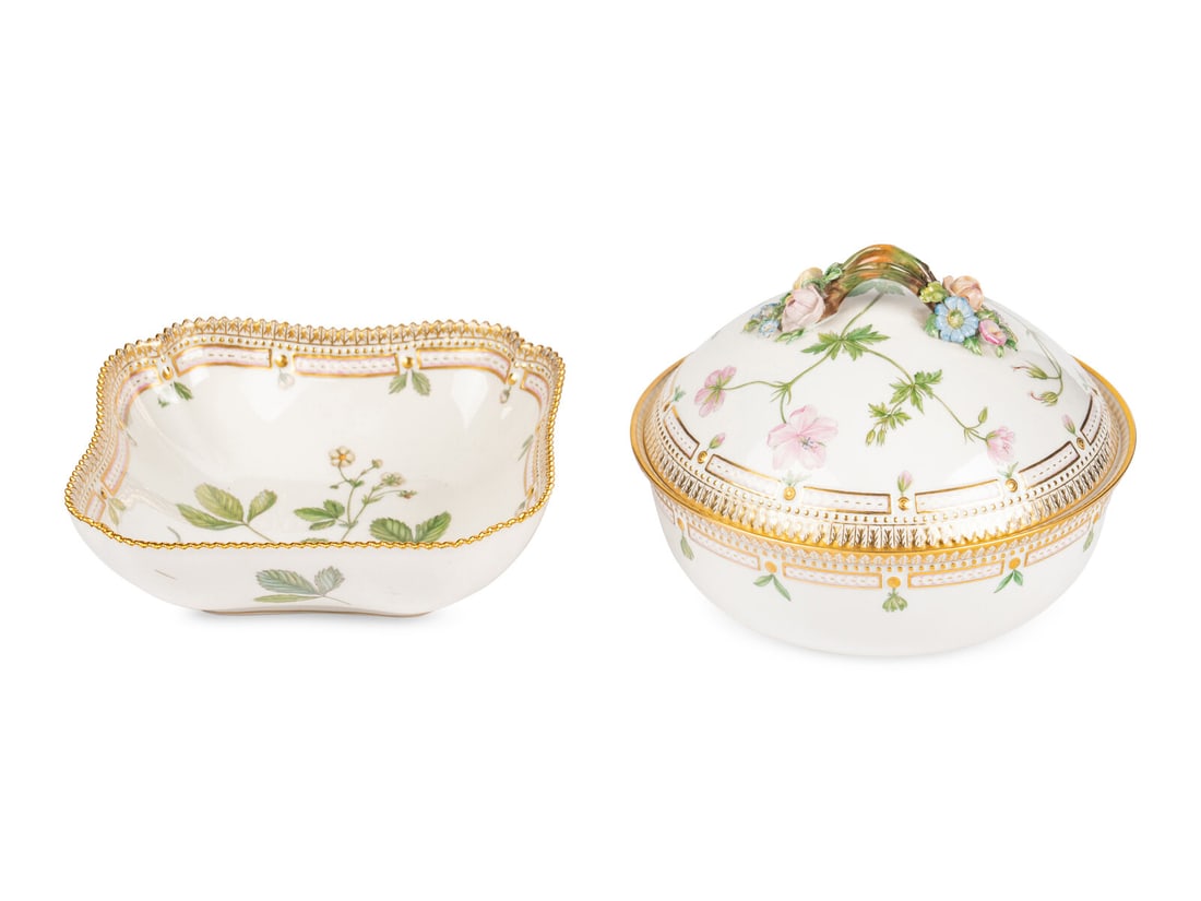 A Royal Copenhagen Flora Danica Porcelain Covered Vegetable Dish and Salad Bowl (1 of 4)