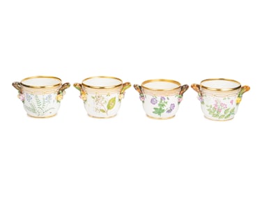 A Group of Four Royal Copenhagen Flora Danica Porcelain Cache Pots
