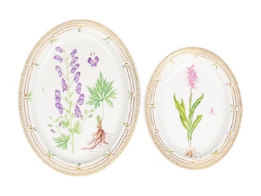 Two Royal Copenhagen Flora Danica Porcelain Oval Platters