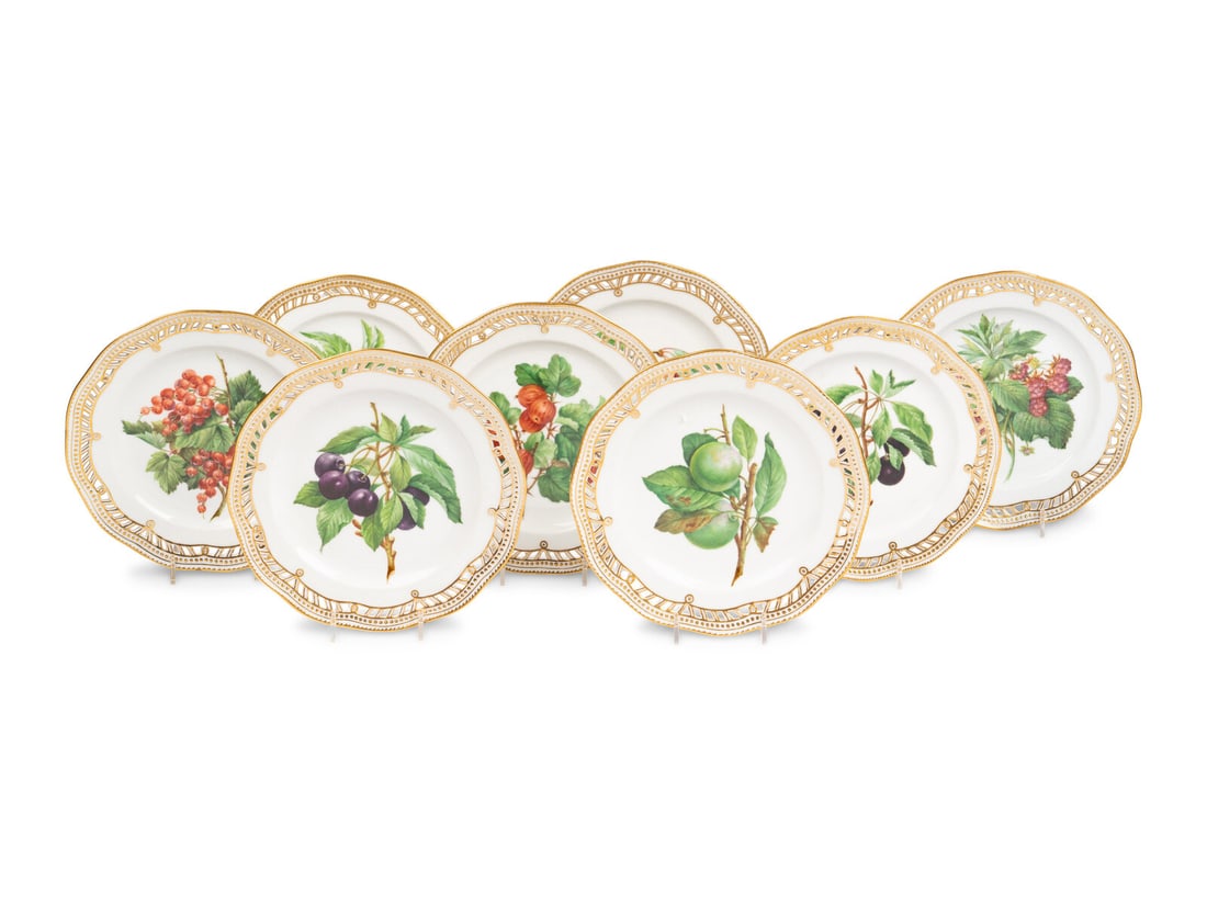 A Set of Eight Royal Copenhagen Flora Danica Porcelain Fruit Plates (1 of 5)