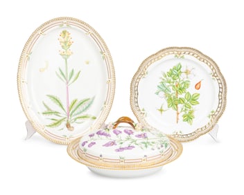 Three Royal Copenhagen Flora Danica ?Porcelain Serving Articles