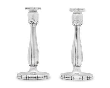 A Pair of Georg Jensen Silver Candlesticks