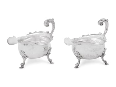 A Matched Pair of George II Silver Sauce Boats