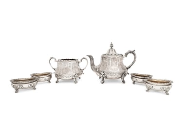 A Scottish Victorian Silver Teapot and Sugar Bowl
