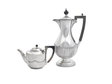 A Victorian Silver Teapot and a George V Silver Coffee Pot