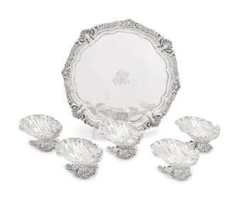 A Set of Five Edward VII Silver Salt Cellars