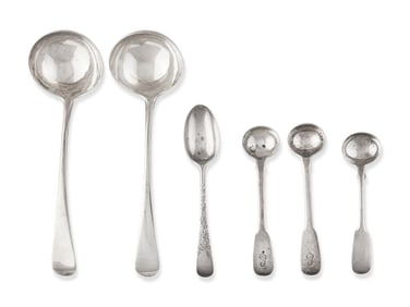 A Group of Six English Silver Table Articles