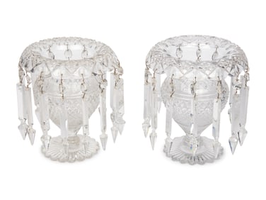 A Pair of Anglo-Irish Cut Glass Vases