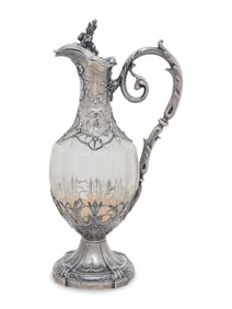 A French Silver-Mounted Glass Claret Jug