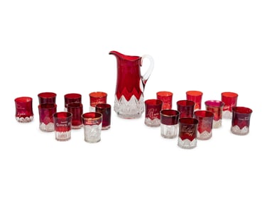 An Assembled American Pressed Glass Drink Service
