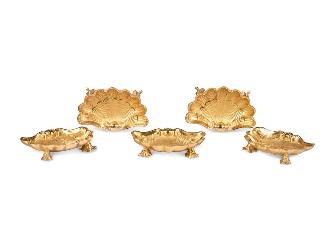 A Set of Five Brass or Gilt Metal Shell-Form Dishes (1 of 2)