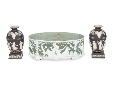 An Assembled Group of Three Jasperware Articles