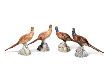 A Set of Four Spode Porcelain Models of Pheasants