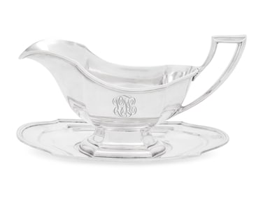 An American Silver Sauce Boat and Underplate