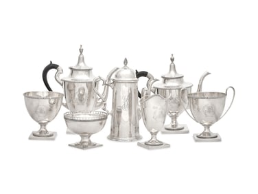 A Group of Seven Silver Tea Wares