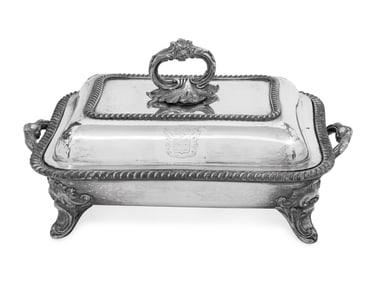 A George IV Silver-Plate Entree Dish and Cover and an Associated Meat Cloche