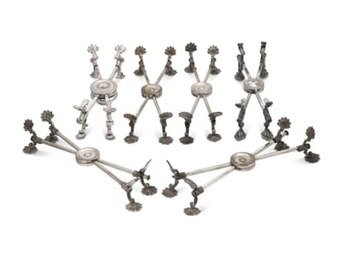 Six Silver-Plate Dish Crosses