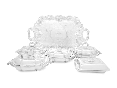 A Group of Victorian Silver-Plate Serving Articles