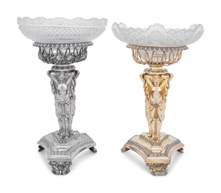 Two Sheffield Silver-Plate and Cut Glass Dessert Stands