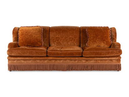 A Contemporary Upholstered Sofa: A Contemporary Upholstered Sofa Height 35 x width 95 1/2 x depth 40 inches. Property from the Private Collection of Merle Reskin This lot is located in Chicago. 
