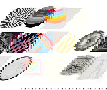 A Collection of Ten Rosenthal Annual Porcelain Artist Plates: A Collection of Ten Rosenthal Annual Porcelain Artist Plates incudes: Narendra, 1975, numbered 1646/3000 Eduardo Paolozzi, 1978, numbered 74/3000 AND 2124/3000 Otto Piene, 1973, numbered 2986/3000