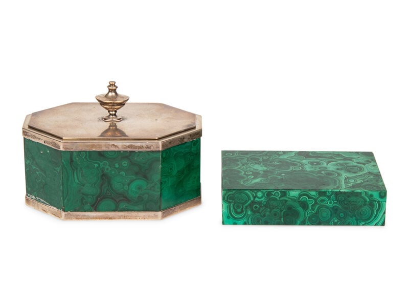 Two Malachite Veneered Table Caskets (1 of 2)
