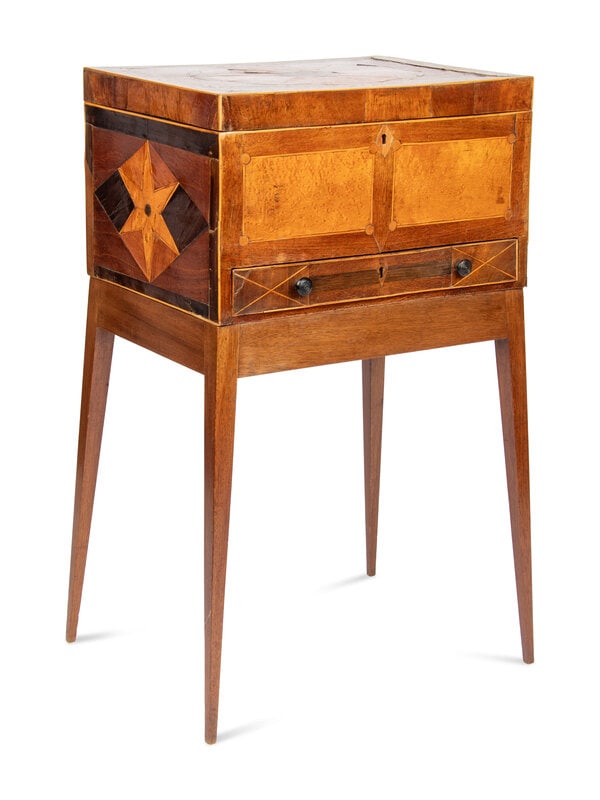 An English Mahogany and Marquetry Dressing Box on Stand (1 of 3)