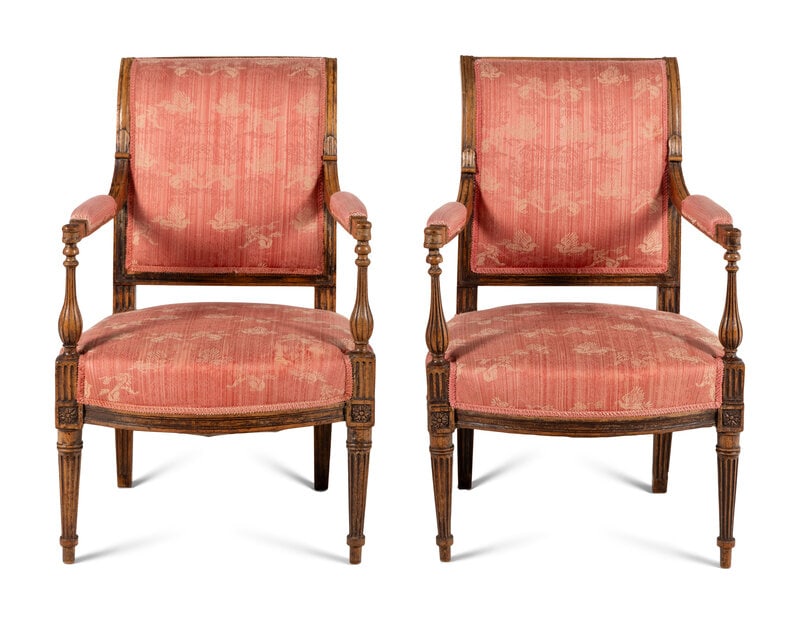 A Pair of Directoire Armchair: A Pair of Directoire Armchair 19th Century Height 34 x width 22 x depth 20 inches. Property from a Private Collection, Cincinnati, Ohio This lot is located in Chicago.<