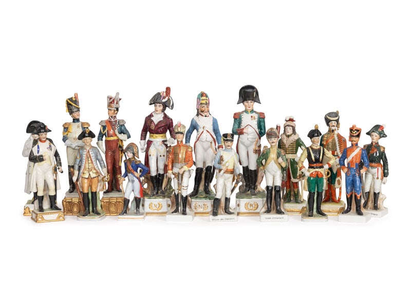 A Collection of Seventeen English and Continental Porcelain Military Figures (1 of 2)