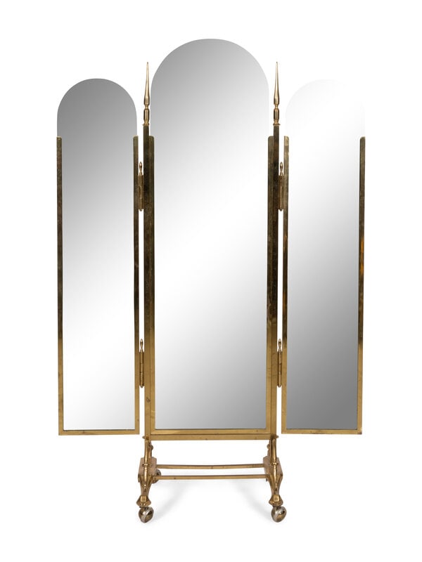 A Tri-Fold Brass Cheval Mirror  (1 of 3)