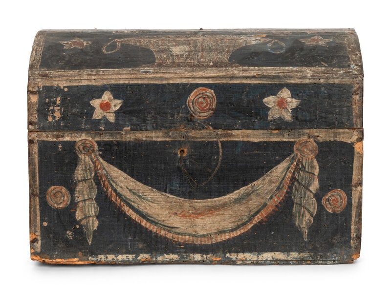 A Paint-Decorated Dome-Top Box (1 of 2)