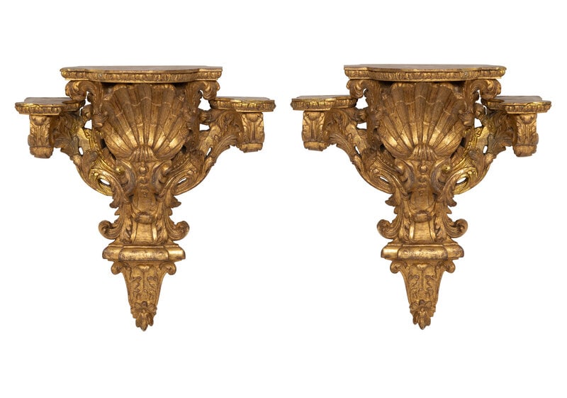 A Pair of Continental Gilt Wall Brackets  (1 of 2)