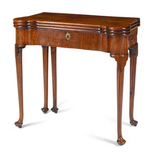 A George III Mahogany Three-Fold Flip-Top Table: A George III Mahogany Three-Fold Flip-Top Table Late 18th Century Height 30 x width 33 1/2 x depth 16 inches. This lot is located in Chicago.