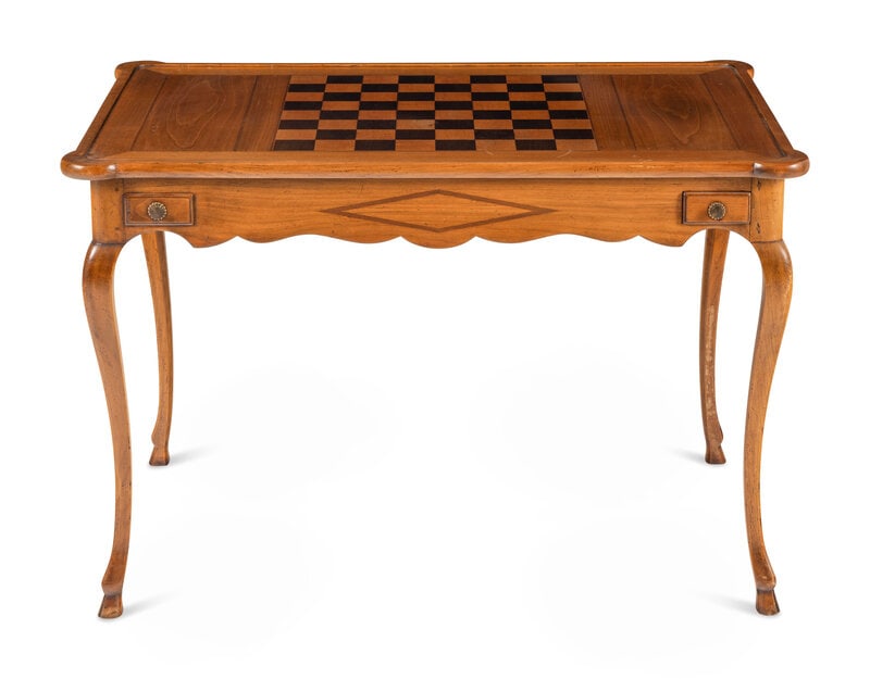A French Fruitwood and Ebony Inlaid Tric-Trac Table (1 of 2)