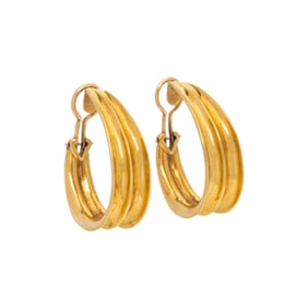 TIFFANY & CO., YELLOW GOLD HOOP EARRINGS