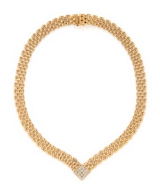 DIAMOND AND GOLD BRICK LINK NECKLACE