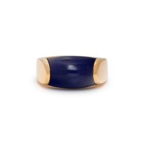 BULGARI, YELLOW GOLD AND LAPIS LAZULI RING