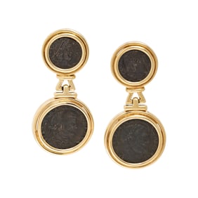 YELLOW GOLD AND COIN EARRINGS