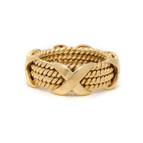 TIFFANY & CO., SCHLUMBERGER, YELLOW GOLD 'ROPE FOUR-ROW X' RING