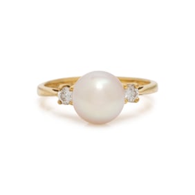 TIFFANY & CO., CULTURED PEARL AND DIAMOND RING
