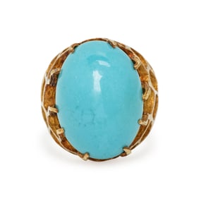 YELLOW GOLD AND TURQUOISE RING