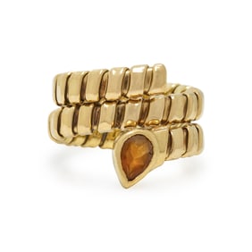 YELLOW GOLD AND CITRINE SERPENT RING