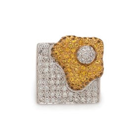DIAMOND AND YELLOW SAPPHIRE RING